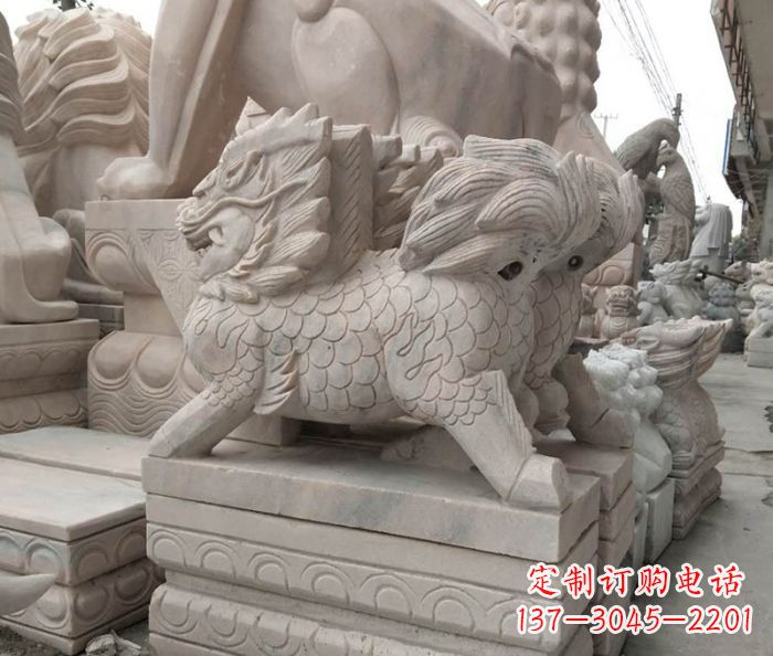 绵阳大理石麒麟古代神兽石雕