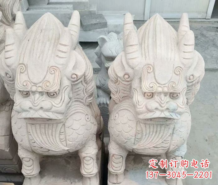 绵阳品质卓越的大理石麒麟古兽雕塑