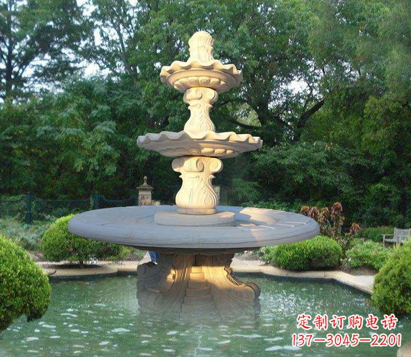 绵阳大理石三层喷泉雕塑