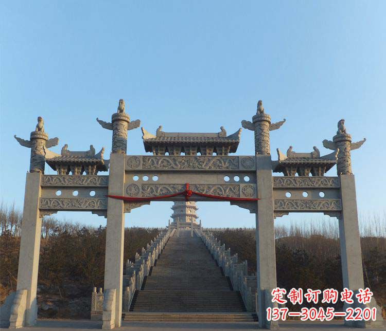 绵阳精美大理石三门牌坊雕塑
