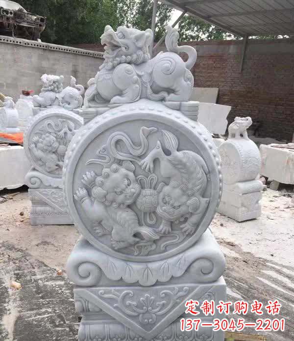 绵阳大理石狮子抱鼓石雕塑