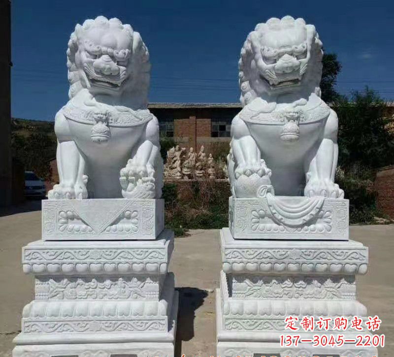 绵阳大理石狮子石雕,雕塑定制精美狮子