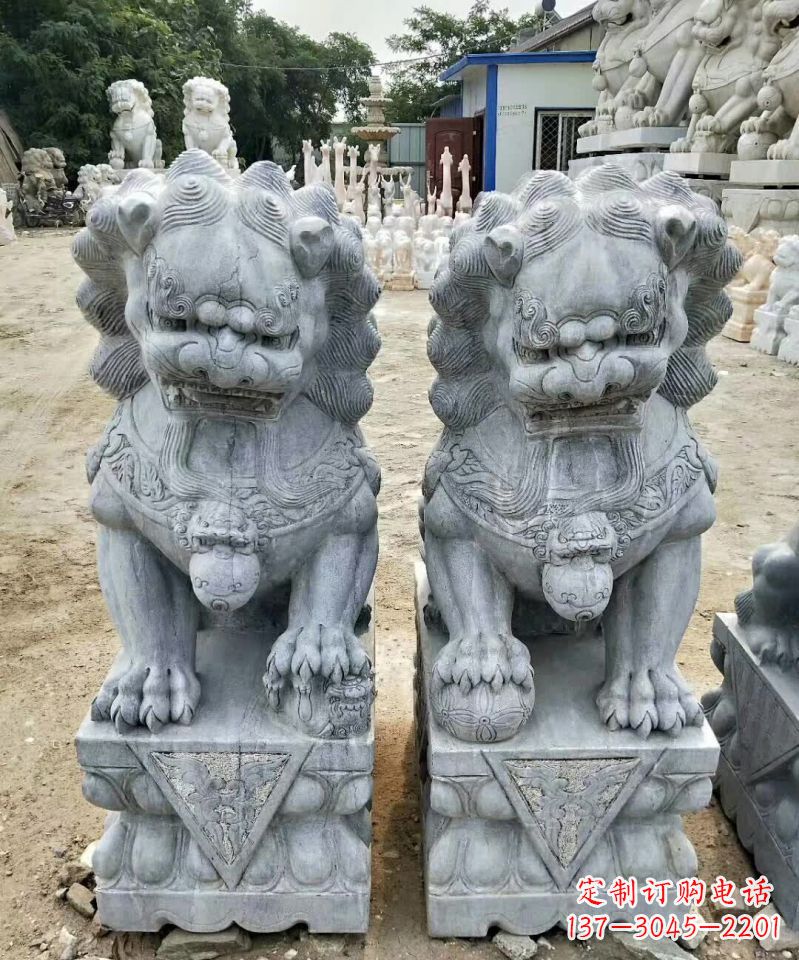 绵阳传统工艺精雕大理石狮子石雕塑