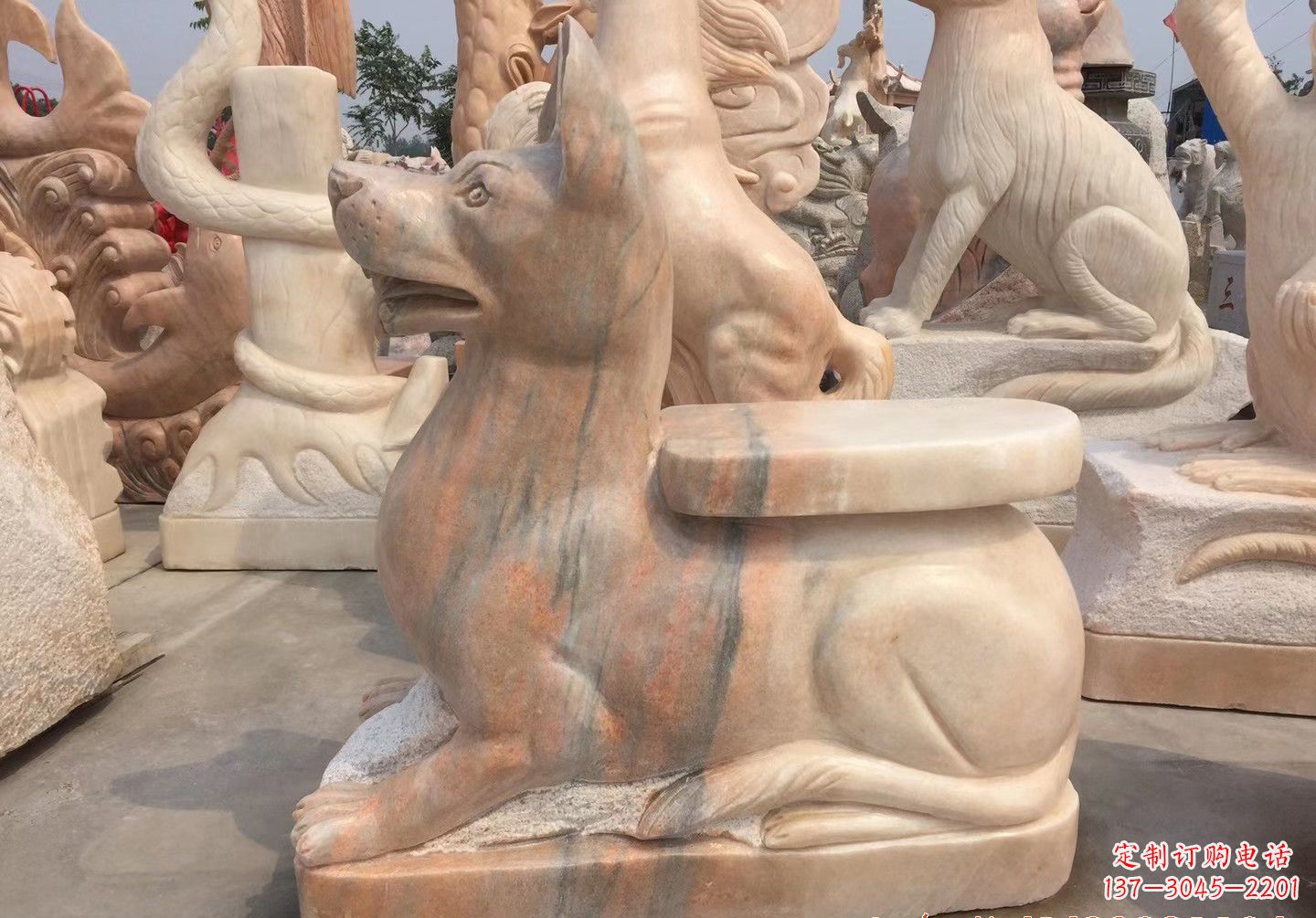 绵阳大理石中国传统生肖座椅雕塑
