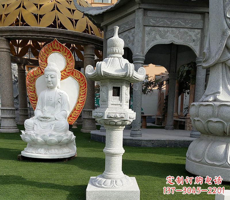 绵阳独特的大理石石灯笼寺庙石雕