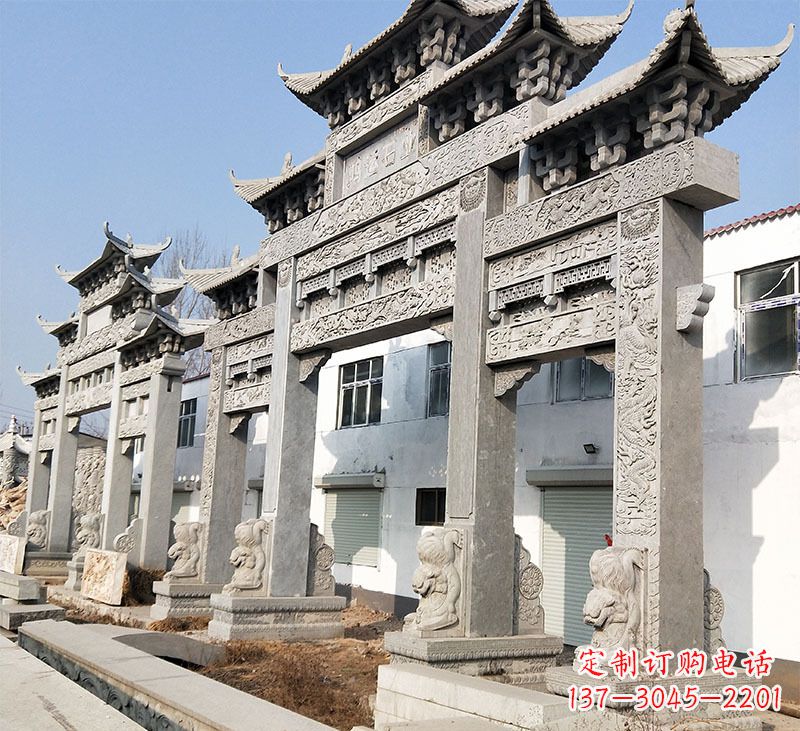 绵阳大理石石雕牌坊雕塑定制