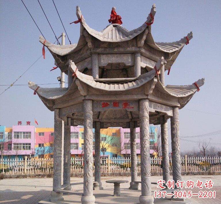 绵阳大理石双层八角凉亭雕塑