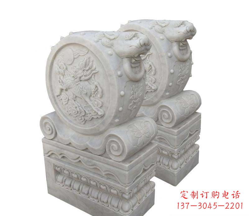 绵阳大理石狮子头门墩雕塑