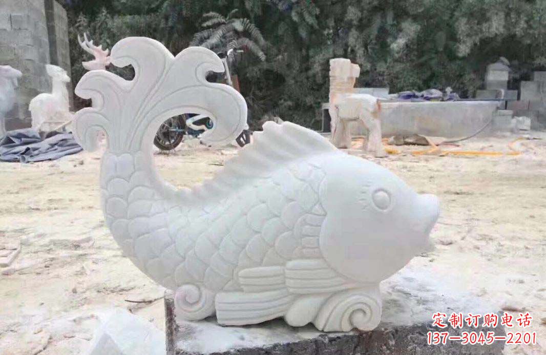 绵阳大理石鱼喷泉雕塑装置