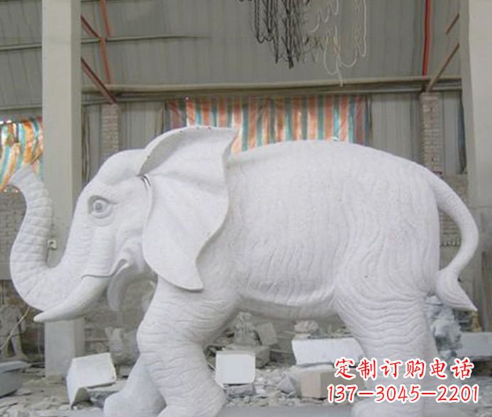 绵阳象征财富的大理石招财大象雕塑