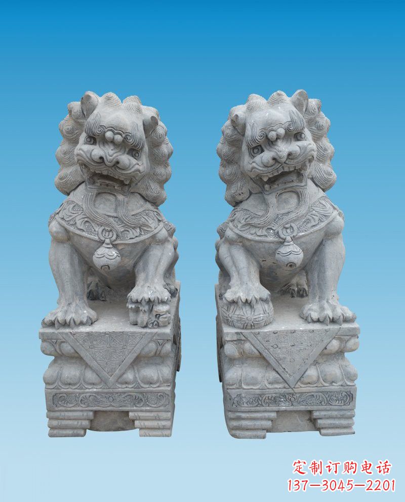 绵阳精致雕刻的大理石狮子雕塑