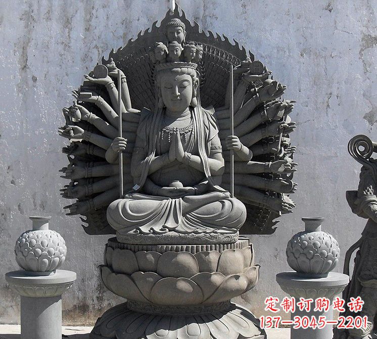 绵阳宗教庙宇千手观音大理石雕塑