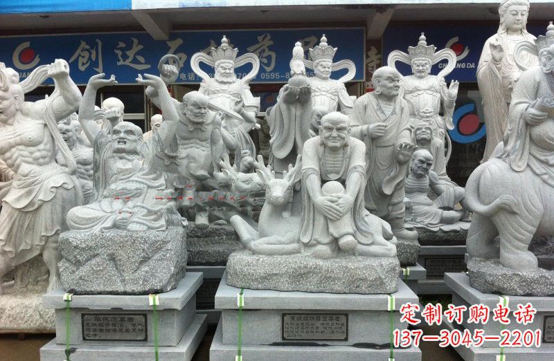 绵阳大理石坐式罗汉禅修雕塑