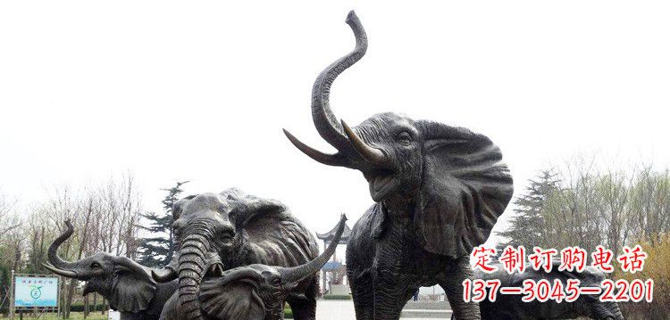 绵阳大象群铜雕景观