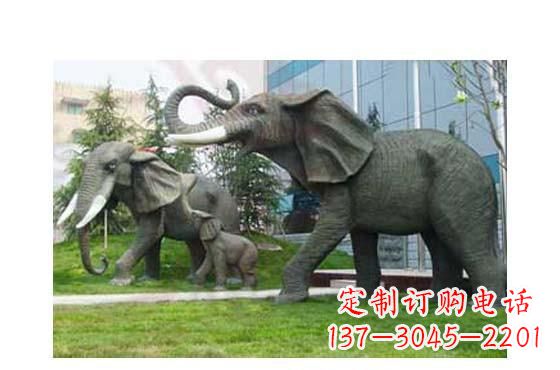 绵阳精美铜雕大象一家三口