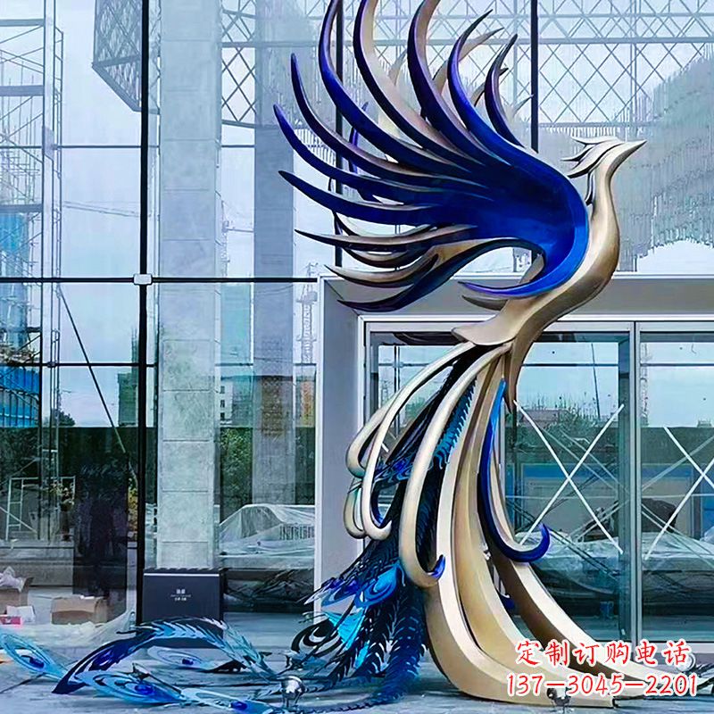 绵阳精美彩绘不锈钢孔雀雕塑