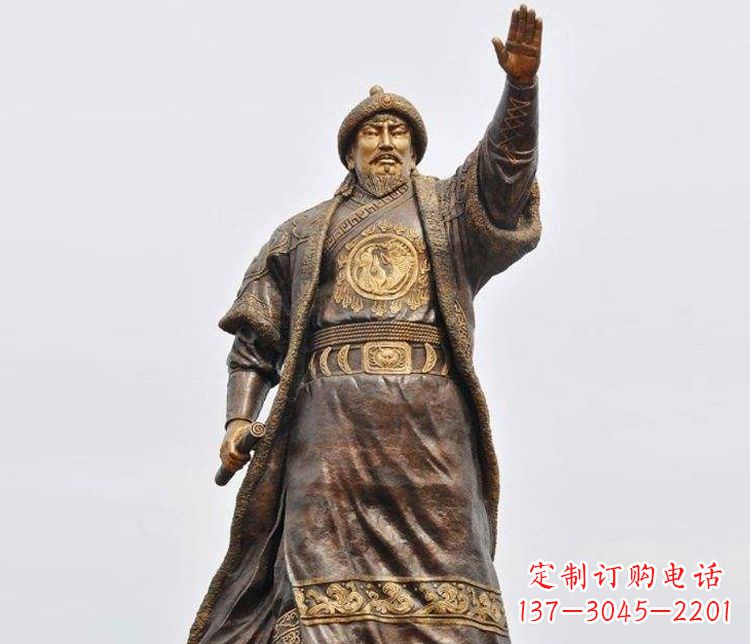 绵阳传承历史的风采成吉思汗铜雕