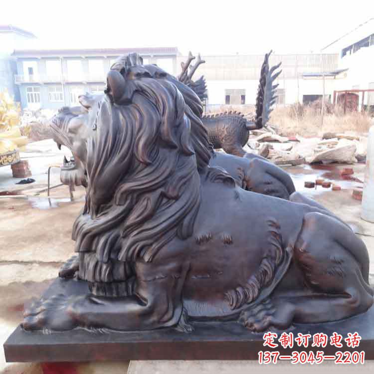 绵阳大型纯铜港币狮子动物雕塑