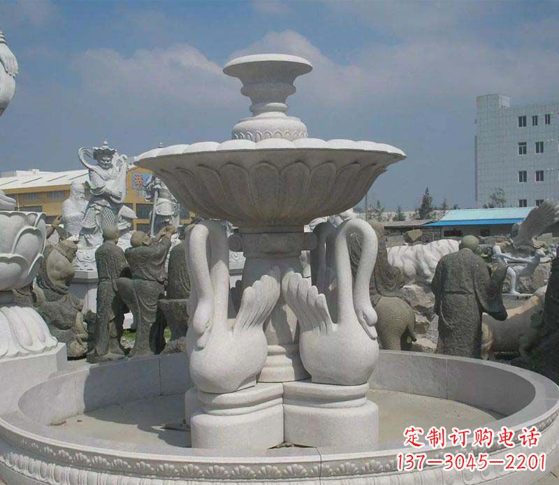 绵阳汉白玉高端天鹅雕塑