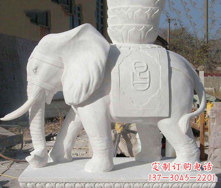 绵阳大型汉白玉招财大象石雕