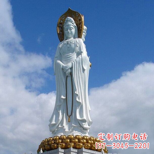 绵阳大型景区景点三面观音石雕佛像