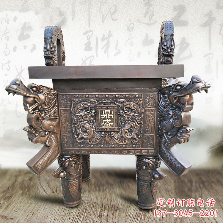 绵阳典雅双龙四龙铜鼎雕塑