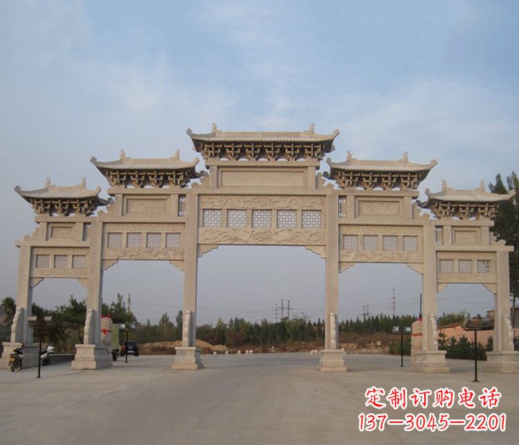 绵阳大型五门牌坊石雕精美雕塑