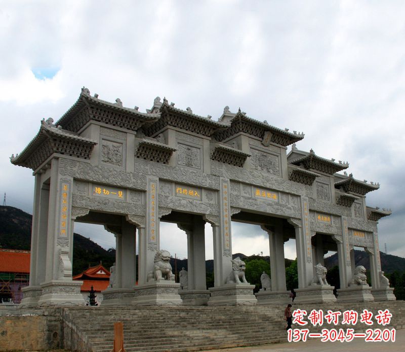 绵阳具有传统文化特色的大型五门石雕牌楼雕塑