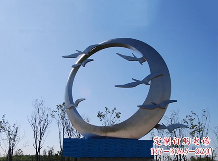 绵阳大雁不锈钢景观标识,公园鸟类创意雕塑