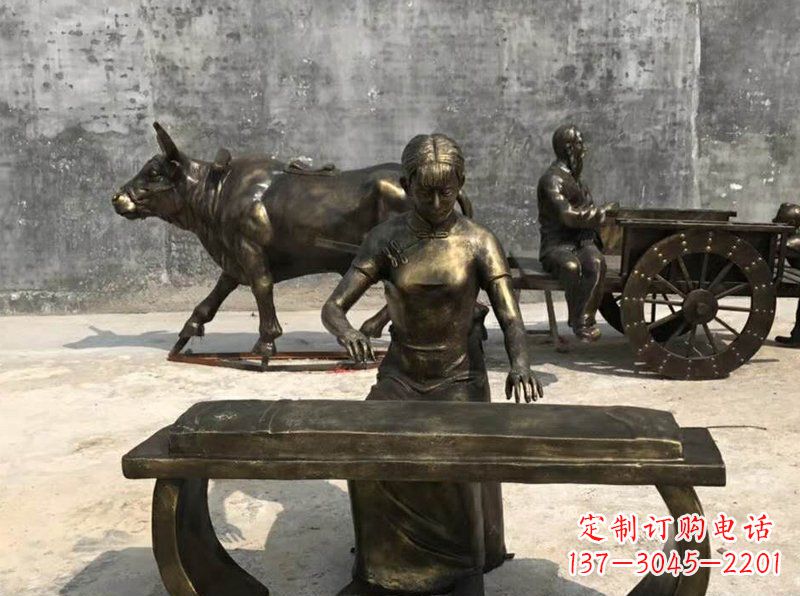 绵阳弹古筝人物校园景观铜雕