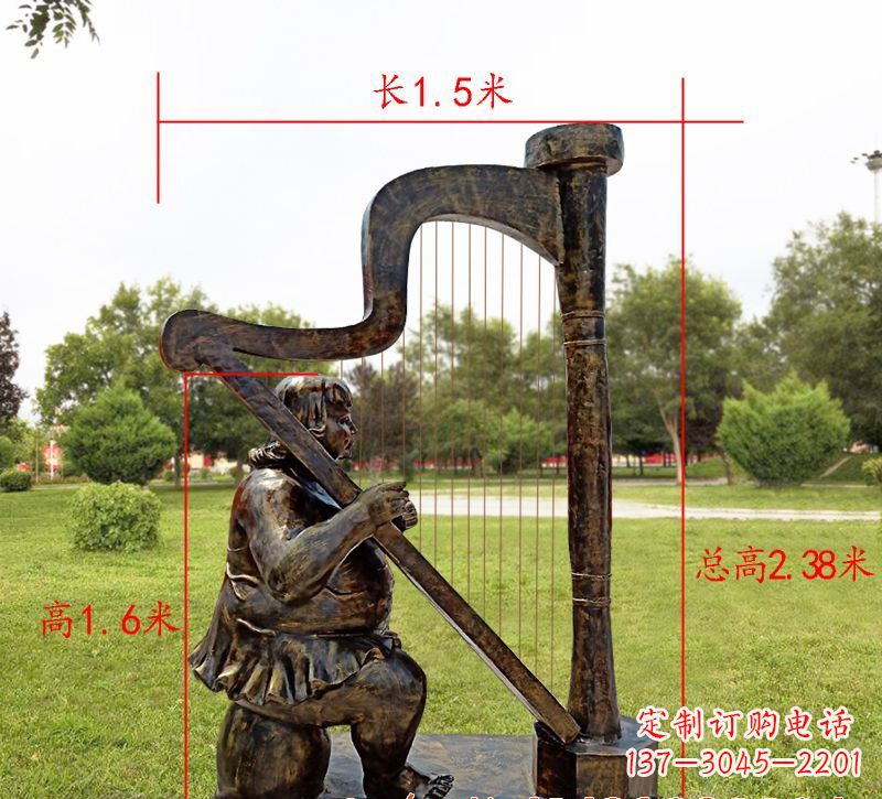 绵阳手工铜制竖琴雕塑