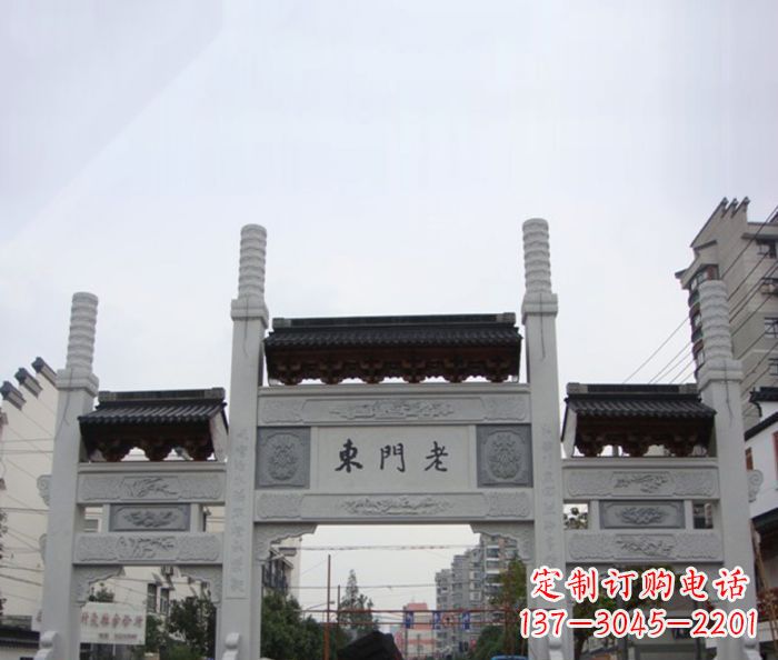绵阳精美三门石牌坊雕塑