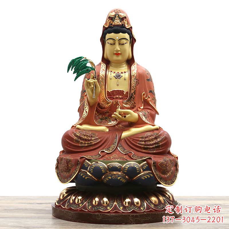 绵阳精美观音彩绘铜雕雕塑摆件