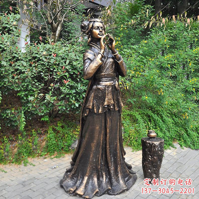 绵阳貂蝉铜雕塑像-公园古代美女人物雕塑