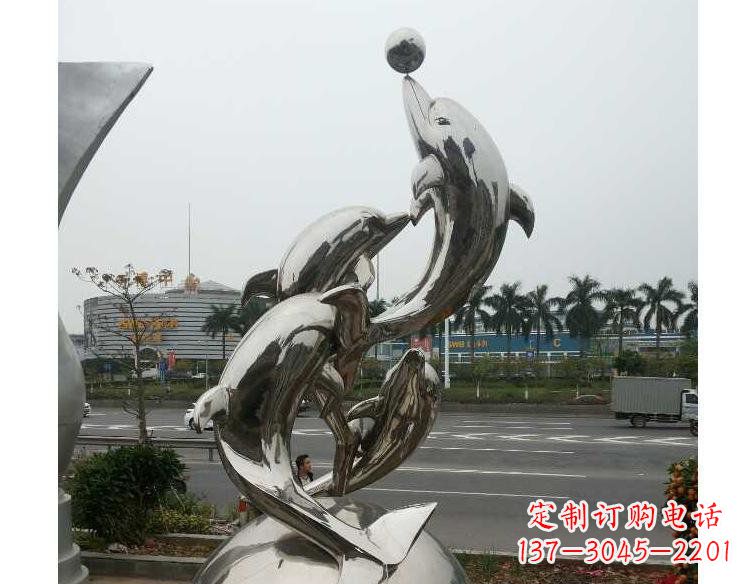 绵阳海豚精美不锈钢雕塑