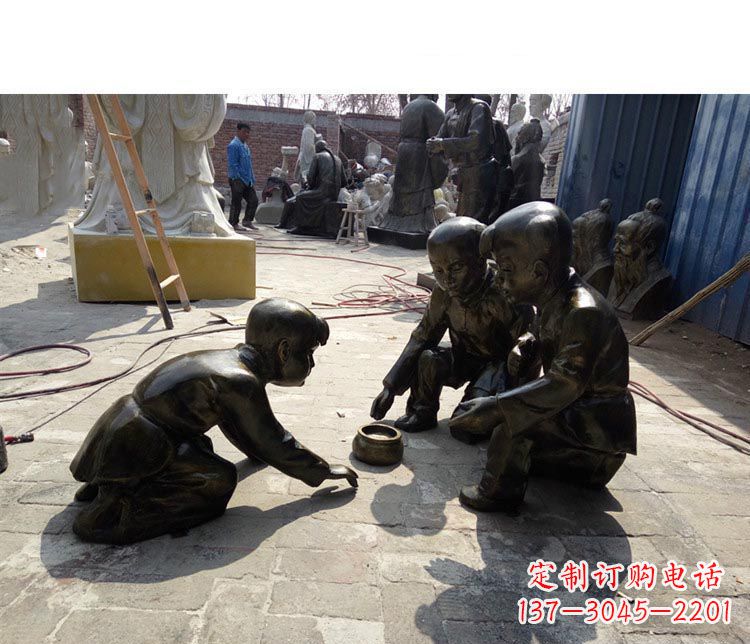 绵阳斗蛐蛐的儿童铜雕
