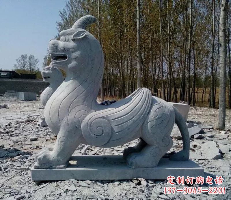 绵阳独角兽雕塑,神兽石雕带你穿越回古老神话中