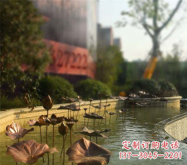 绵阳荷叶风情传承——锻铜荷花荷叶小区景观雕塑