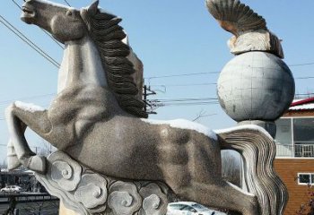 绵阳大理石马踏祥云石雕