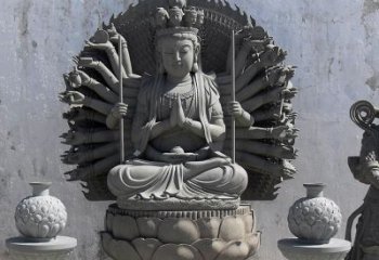 绵阳宗教庙宇千手观音大理石雕塑