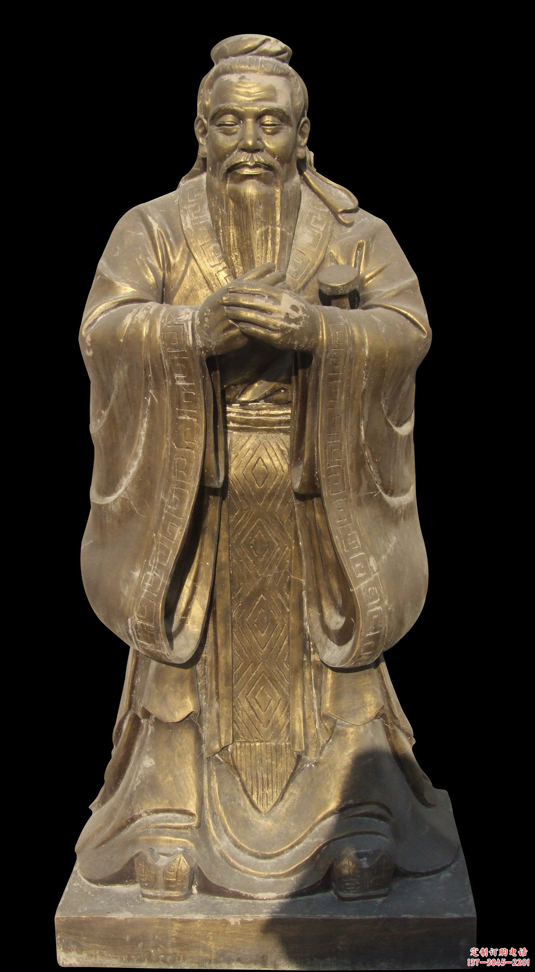 绵阳手工精美锻铜孔子铜雕像