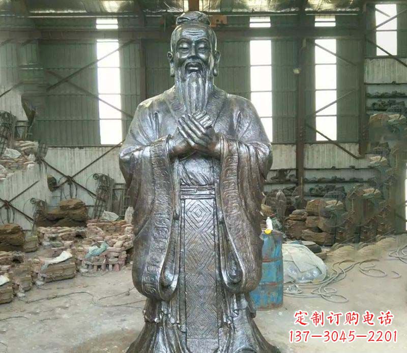 绵阳锻铜校园老子人物雕塑,铸就永恒的追求