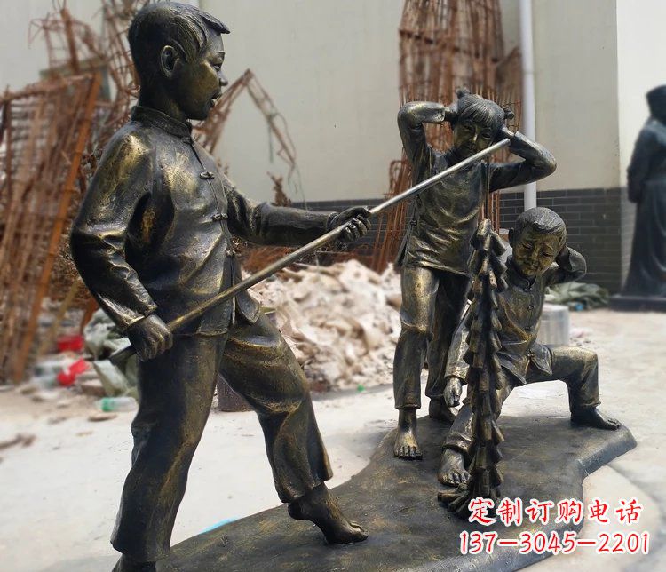绵阳儿童放鞭炮庭院景观铜雕塑