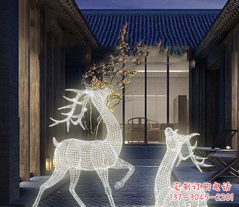 绵阳发光镂空梅花鹿景观雕塑