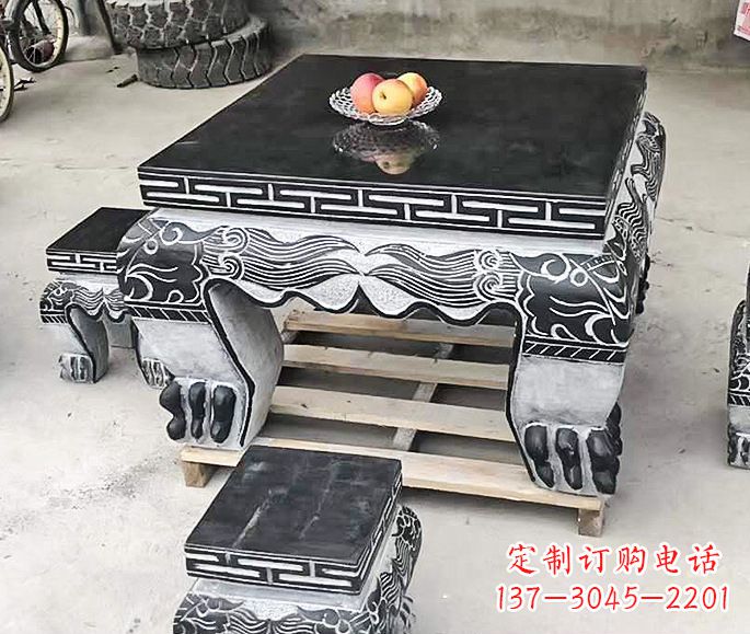 绵阳中领雕塑方形仿古石桌凳