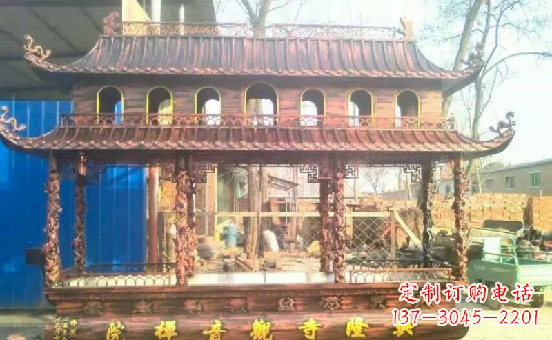 绵阳方形寺庙古典香炉铜雕塑