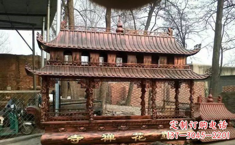 绵阳方形寺庙香炉铜雕