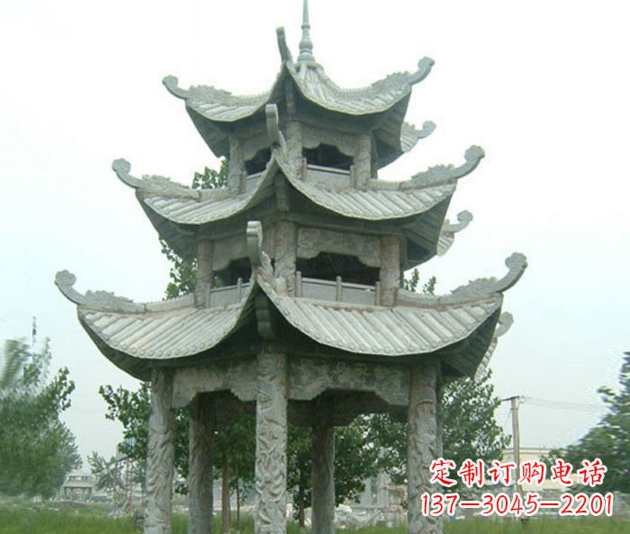 绵阳仿古多层石雕凉亭