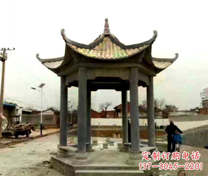 绵阳仿古六角凉亭石雕 (3)