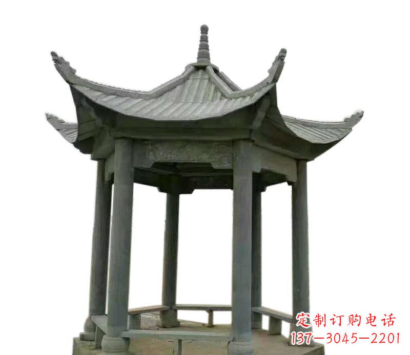 绵阳仿古六角凉亭石雕 (2)